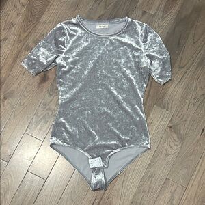 Madewell Gray Velvet Bodysuit